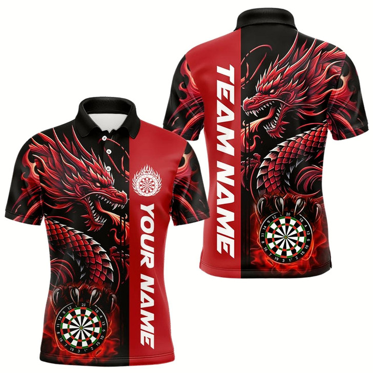 Goofygear Custom Dragon Dart Shirts For Men, Personalized 3D Dart League Uniform Best Dart Jerseys Red Style 1