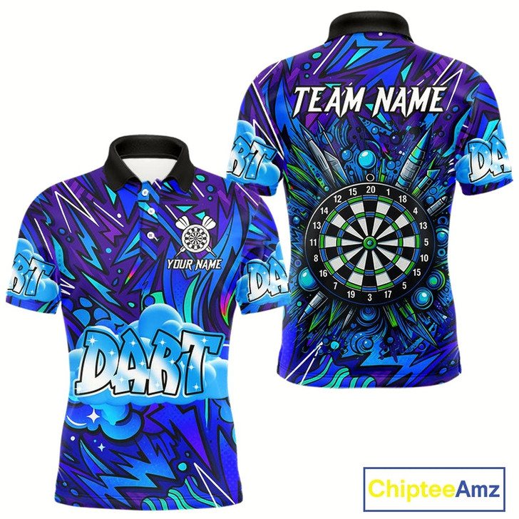 Goofygear Comic Blast Dartboard Custom Blue Darts Shirt For Men - Name & Team For Players