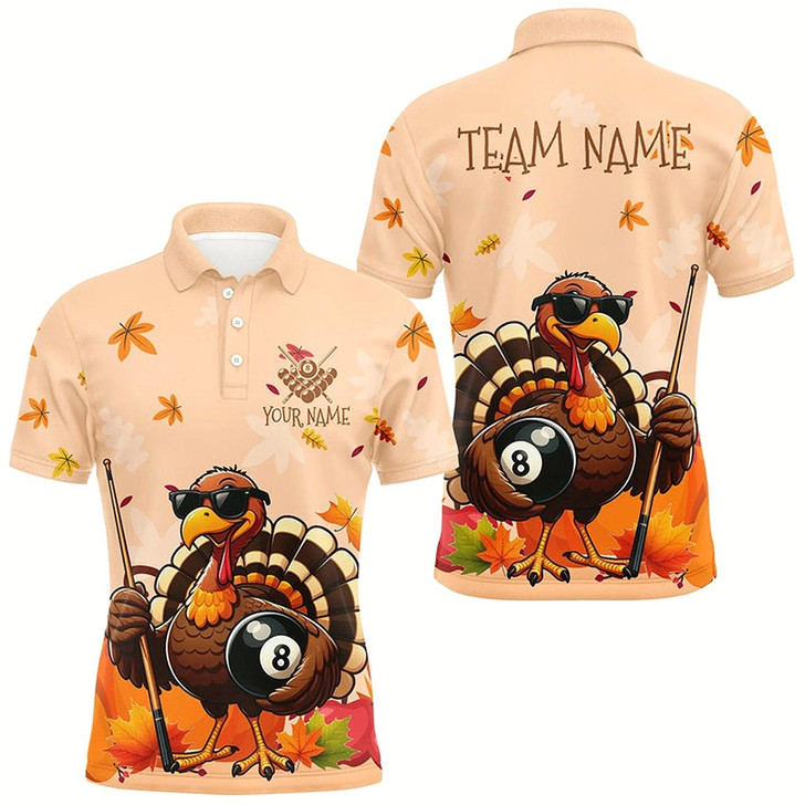 Goofygear Orange Funny Turkey Billiard Shirts For Men Custom Thanksgiving Billiard Team Shirts Outfit