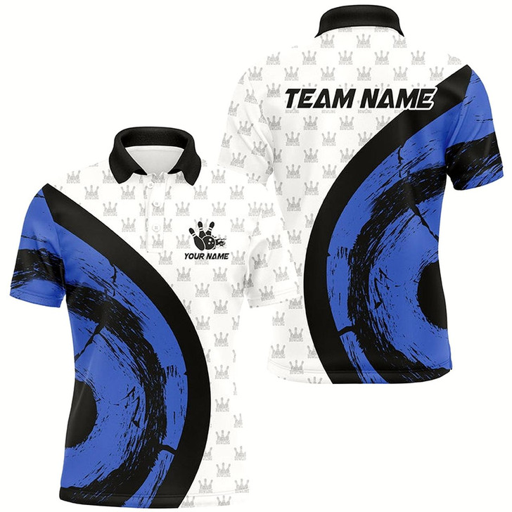 Goofygear White Bowling Camo Mens Bowling Shirts Personalized Bowling Team Jerseys, Bowling Uniform Blue
