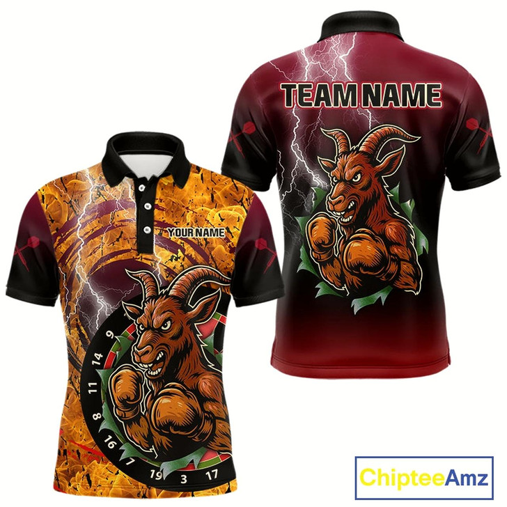 Goofygear Brown Boxing Goat Dartboard Colorful Darts Shirt For Men - Custom Darts Jersey