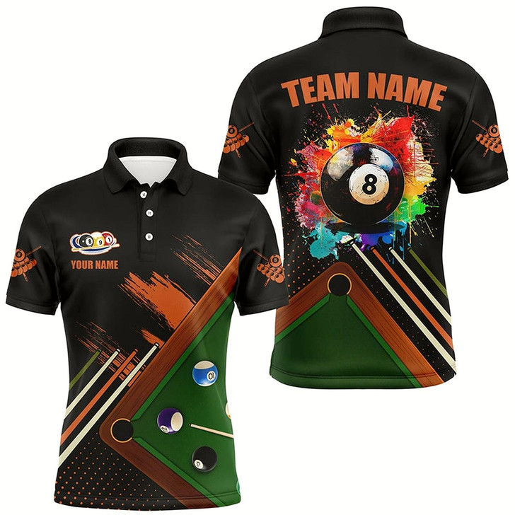 Goofygear Personalized Grunge Billiard Shirts Funny For Men Custom Colorful 8 Ball Pool Player Shirts Black