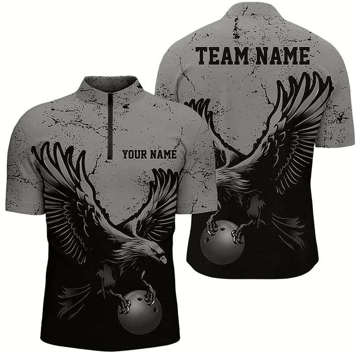 Goofygear Custom Gray Eagle Men Bowling Team Shirts Grunge Vintage Bowling Team Jerseys Outfits