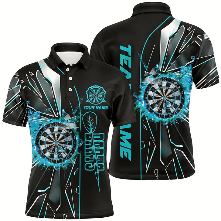 Goofygear Personalized Turquoise Break Glass 3D Darts Shirts For Men Custom Dart League Shirts Darts Jerseys