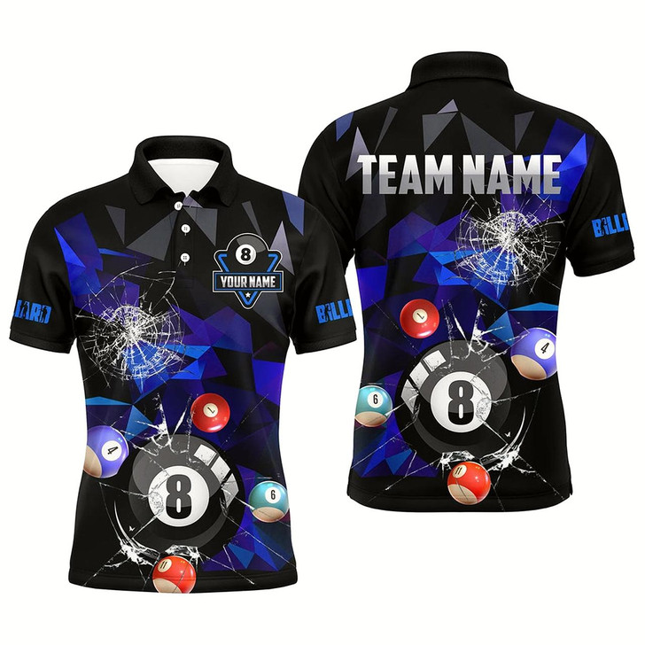 Goofygear Personalized Billiard Balls Break Glass Pool Jersey For Men, Abstract Billiard Team Shirts Purple