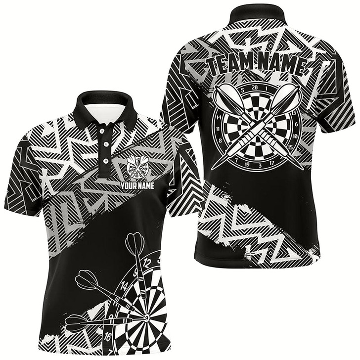 Goofygear Custom Dart Shirts For Men Personalized Black White Zig-Zag Pattern Dart Jerseys, Cool Dart Shirts