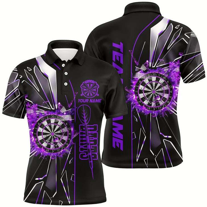Goofygear Personalized Purple Break Glass 3D Darts Shirts For Men Custom Dart League Shirts Best Darts Jersey