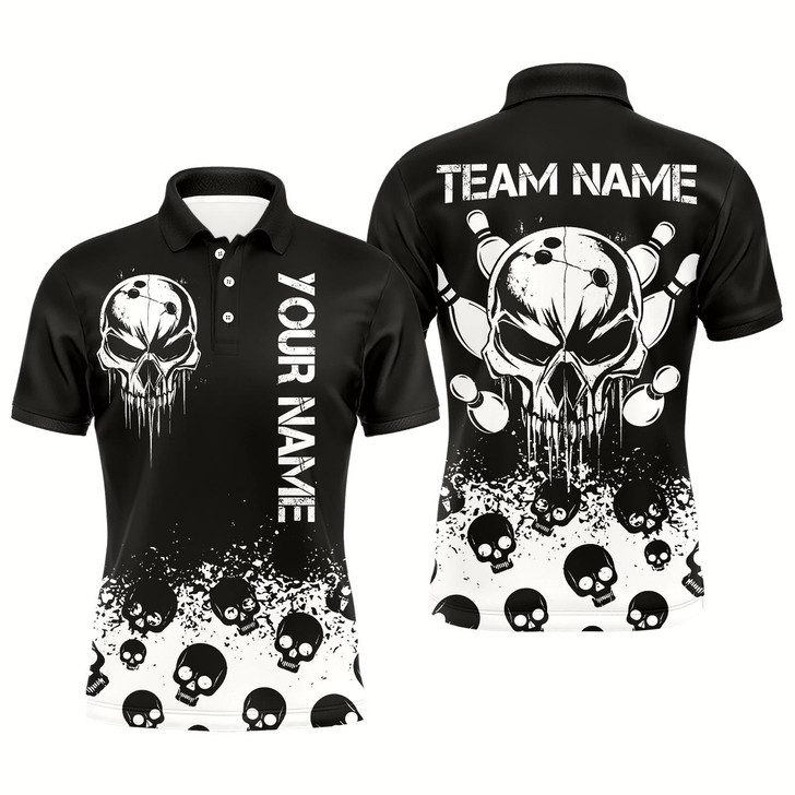 Goofygear Custom Skull Bowling Team Shirts Bowling Polo Shirts Unisex Bowling With Name