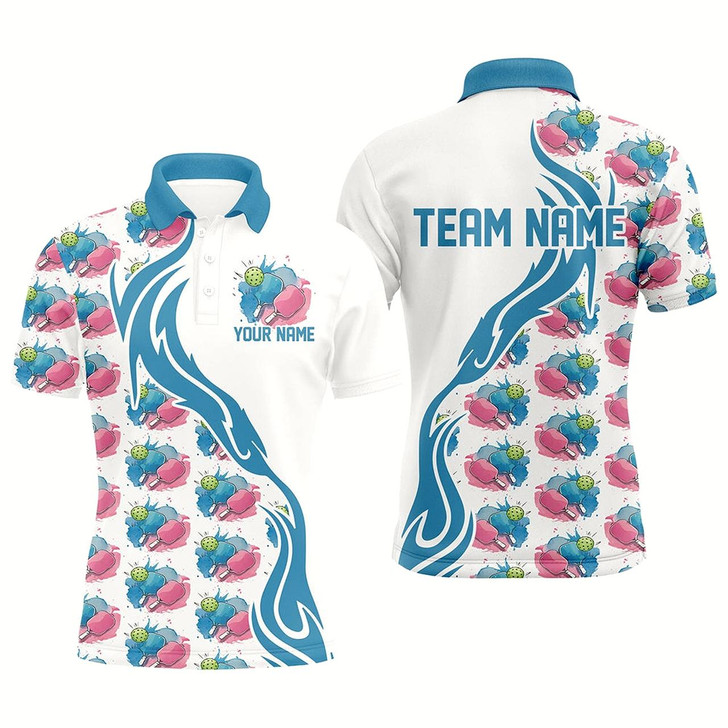 Goofygear Custom Watercolor Pickleball Shirts For Men, Blue And Pink Pickleball Outfit For Team Style 2