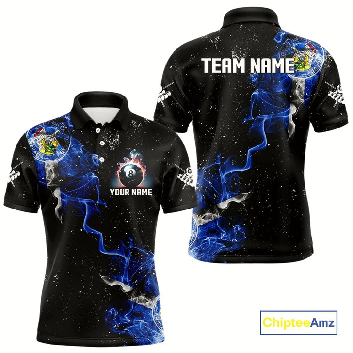 Goofygear Personalized Grunge Las Vegas Flag Smoke Billiard Shirt For Men Custom 8 Ball Pool Team Jerseys