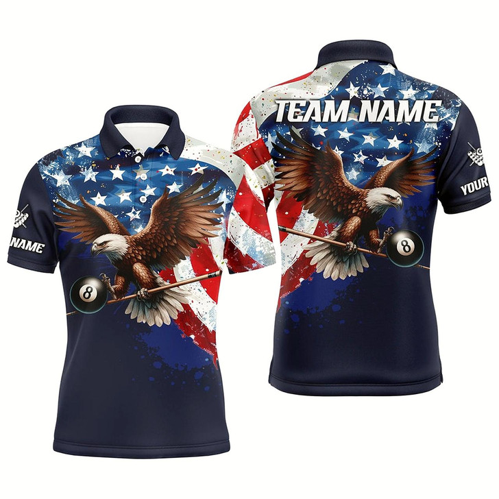 Goofygear Eagle Flying 8 Ball Pool Custom Men Billiard Shirts Us Flag 4Th Of July Patriotic Billiard Jersey