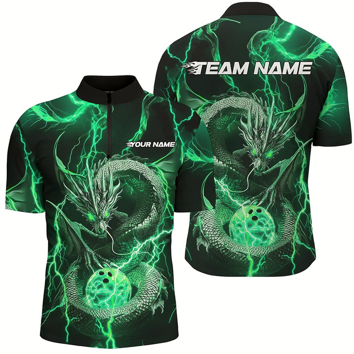 Goofygear Black And Red Thunder Lightning Custom Dragon Bowling Team Shirts For Men, Bowlers Outfits