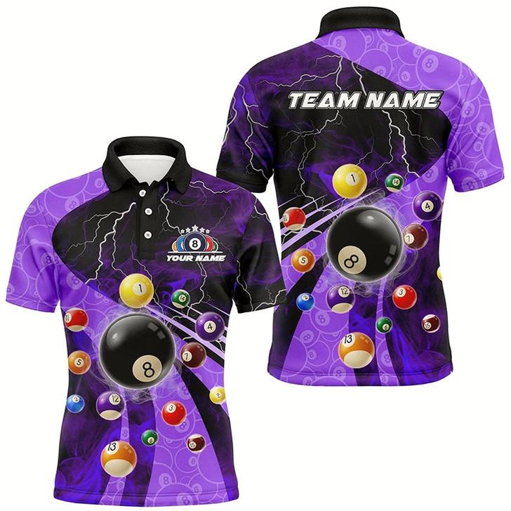 Goofygear 3D Billiard Balls Pool Shirts For Men Customized Lightning Billiard Jerseys Shorts Sleeve Purple