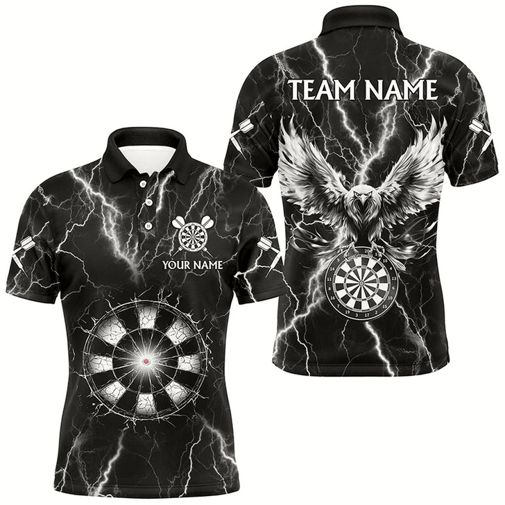 Goofygear Personalized Black White Thunder Lightning Dart Shirts For Men Custom Eagle Dart Team Jerseys
