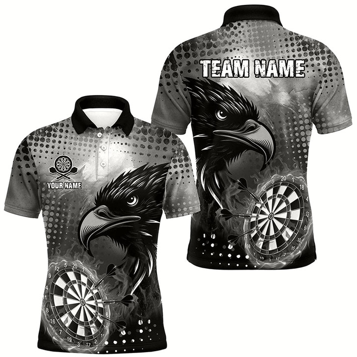 Goofygear Personalized Grey Dartboard Fire Custom Eagle Darts Shirts For Men, Cool Darts Team Jerseys