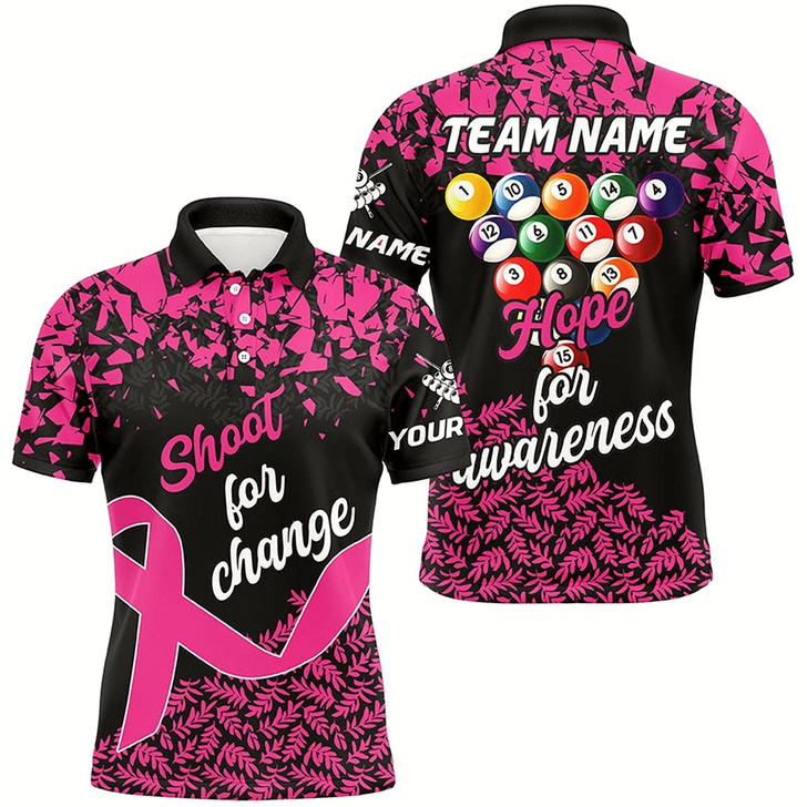 Goofygear Shoot For Change Hope For Awareness Billiard Shirts For Men Custom Breast Cancer Billiard Jerseys Style 1