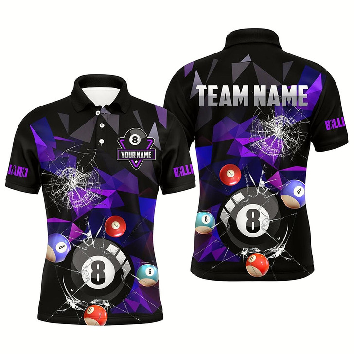 Goofygear Personalized Billiard Balls Break Glass Pool Jersey For Men, Abstract Billiard Team Shirts Blue