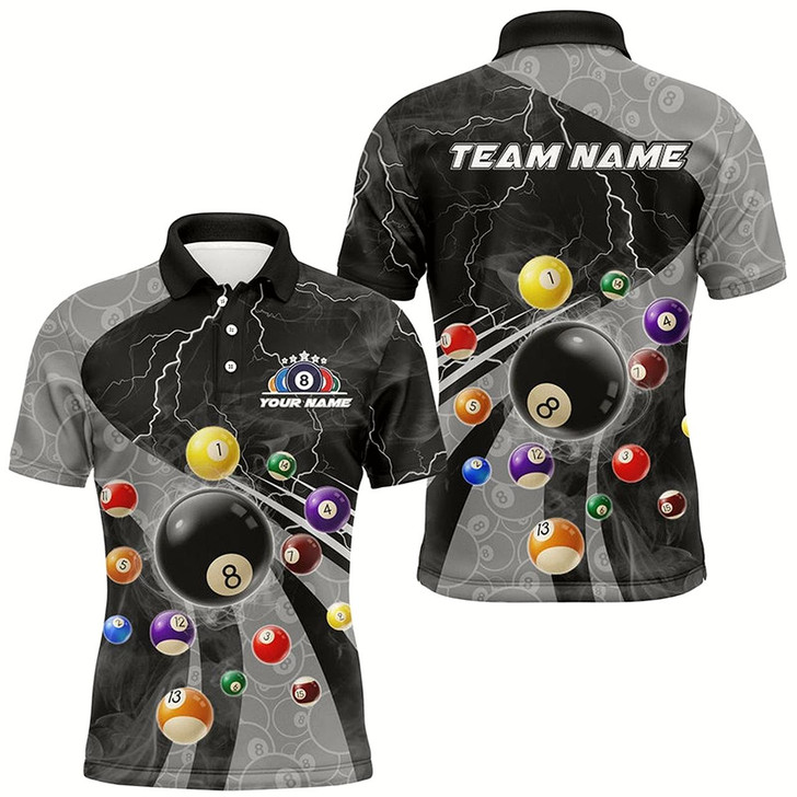 Goofygear 3D Billiard Balls Pool Shirts For Men Customized Lightning Billiard Jerseys Shorts Sleeve Grey