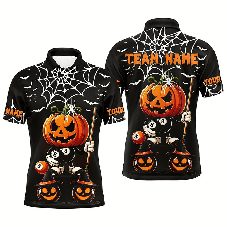 Goofygear Personalized Funny Pumpkin 8 Ball Pool Billiard Shirts For Men, Halloween Gifts Billiard Costumes