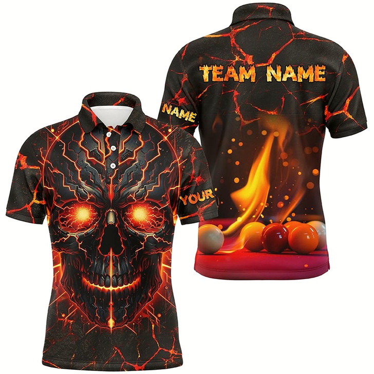 Goofygear Personalized Orange Skull Billiard Shirts For Men Custom Fire Billiard Balls Team Jerseys Attire