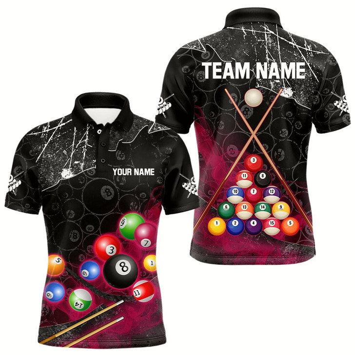 Goofygear Personalized 8 Ball Pattern Smoke Men Billiard Shirts Custom 3D Billiard Balls Pool Jerseys Pink
