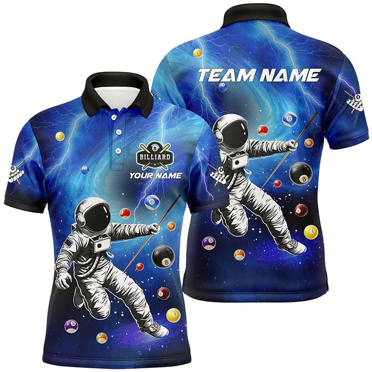 Goofygear Personalized Astronaut Billiard Balls 3D Printed Shirts For Men Custom Funny Billiard Apparel Blue