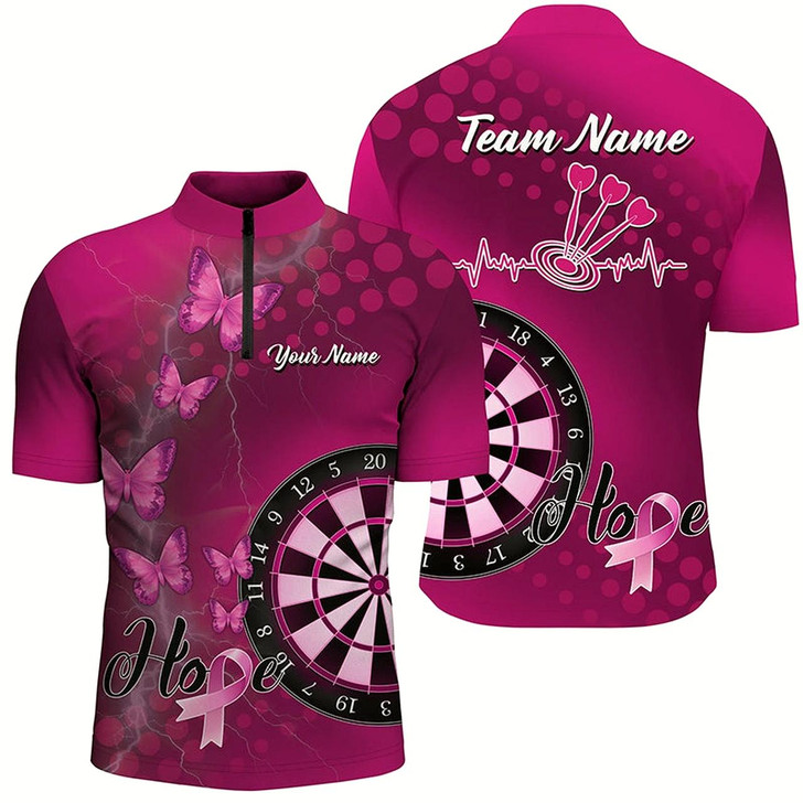 Goofygear Pink Darts Board Breast Cancer Awareness Custom Darts Shirts For Men, Pink Darts Team Jerseys Style 2