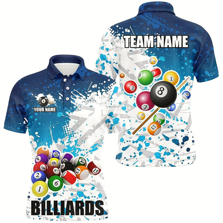 Goofygear Personalized Blue Billiard Balls Paint Splash Men Billiard Shirts, 3D Billiard Jerseys Attire