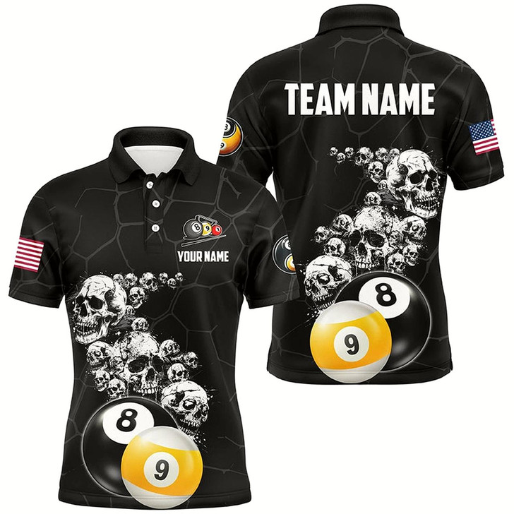 Goofygear Personalized Skull 8 Ball & 9 Ball Billiard Shirts For Men Custom Unique Billiard Apparel Jerseys