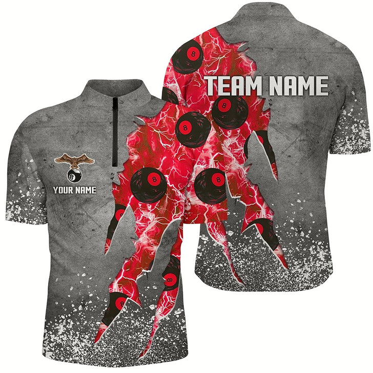 Goofygear Custom Ball 8 Thunder Lighting Grunge Billiard Shirts For Men Best Billiard Team Jersey Red