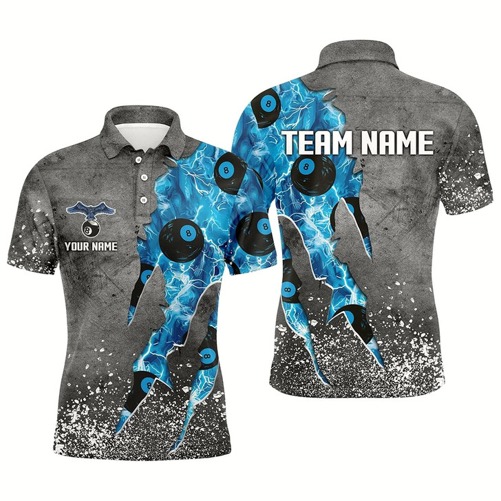 Goofygear Custom Ball 8 Thunder Lighting Grunge Billiard Shirts For Men Best Billiard Team Jersey Blue