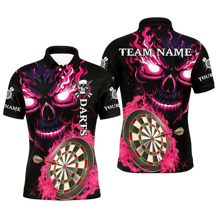 Goofygear Personalized Pink Darts Board Flame Skull Men Dart Shirts Custom Team League Dart Jerseys Uniform