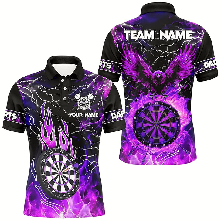 Goofygear Purple Dart Board Fire Flame Custom Eagle Dart Shirts For Men, Thunder Lightning Dart Team Jerseys