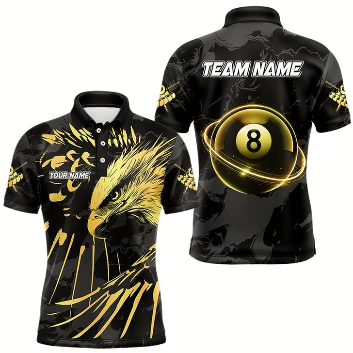 Goofygear Custom Black And Gold 8 Ball Pool Eagle Paint Billiard Shirts For Men Team League Billiard Jerseys Style 2