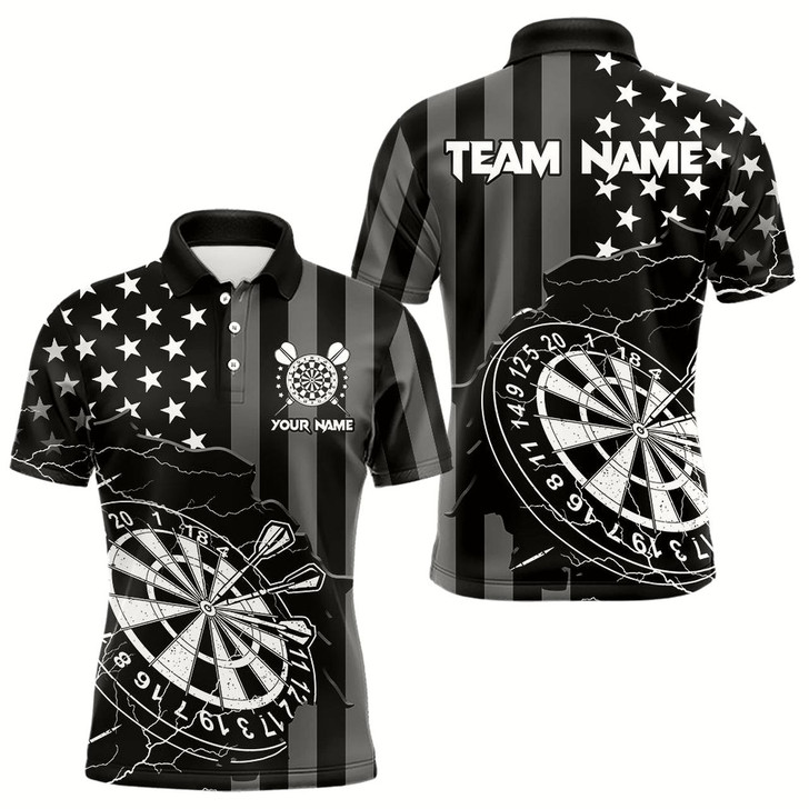 Goofygear Personalized Black American Flag Lightning Thunder Custom Dart Team Shirts For Mens Darts Jersey