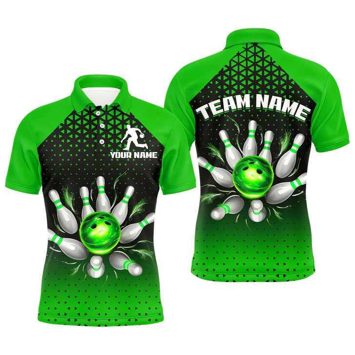 Goofygear Custom Bowling Polo Shirts For Men Green Bowling Team Jerseys Unisex