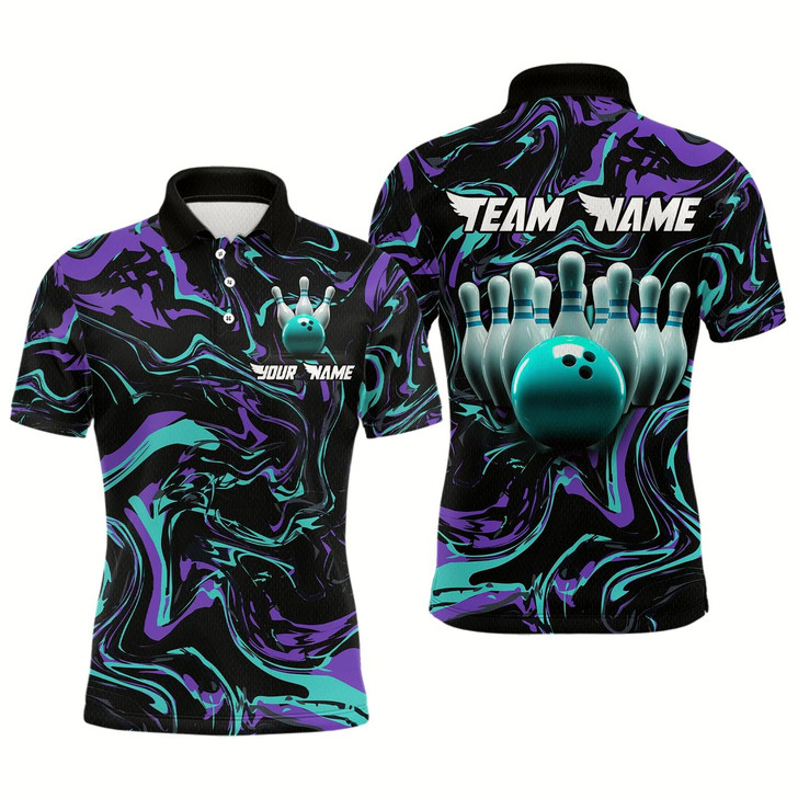 Goofygear Turquoise Bowling Custom Men Bowling Shirt Polo Bowling Team Jerseys