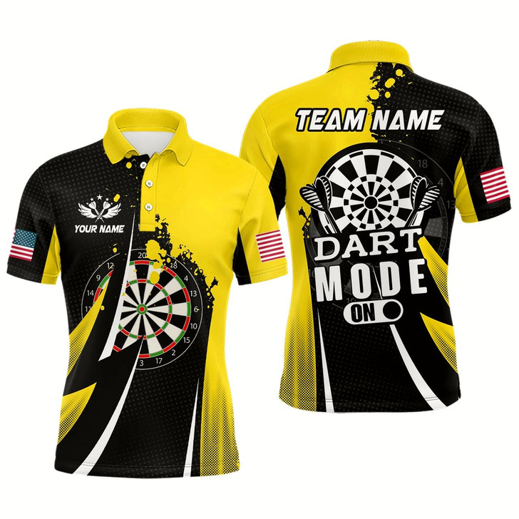 Goofygear Personalized Yellow Dart Mode On Men Darts Polo Shirt Custom Darts Jersey Team Shirts