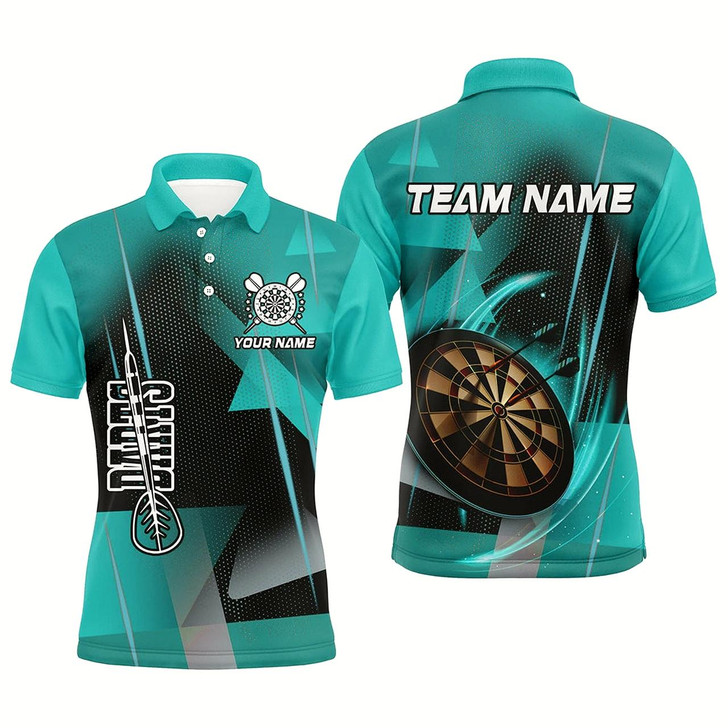 Goofygear Personalized Darts Polo 3D Printed Shirts For Men Custom Turquoise Darts Team Jersey Style 2