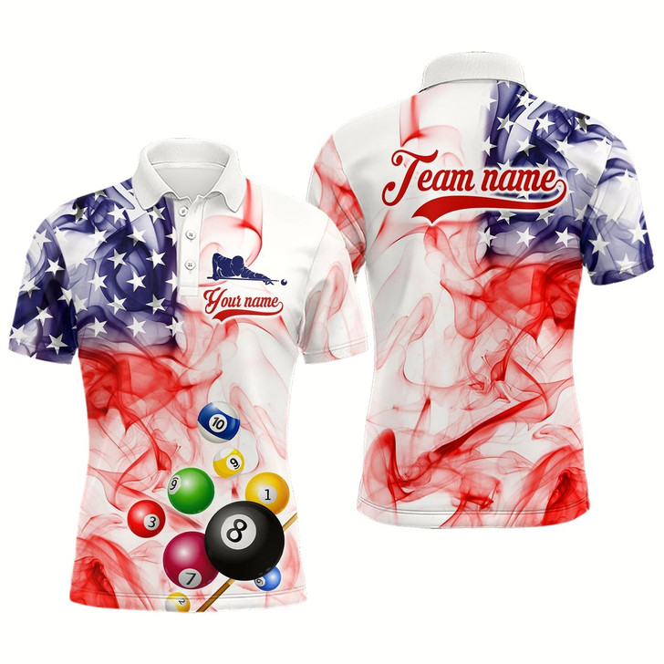 Goofygear Billiard Jerseys Us Flag Smoke 8 Ball Pool Billiard Shirts For Men Team Polo Style 1