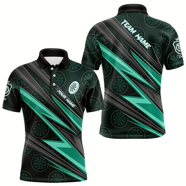 Goofygear Personalized Turquoise Dartboard Pattern Darts Polo Custom Men Dart Shirt Dart Jersey