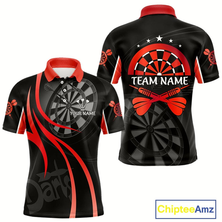 Goofygear Black And Red Darts Jersey For Men Custom Team Polo Darts Shirt Uniform