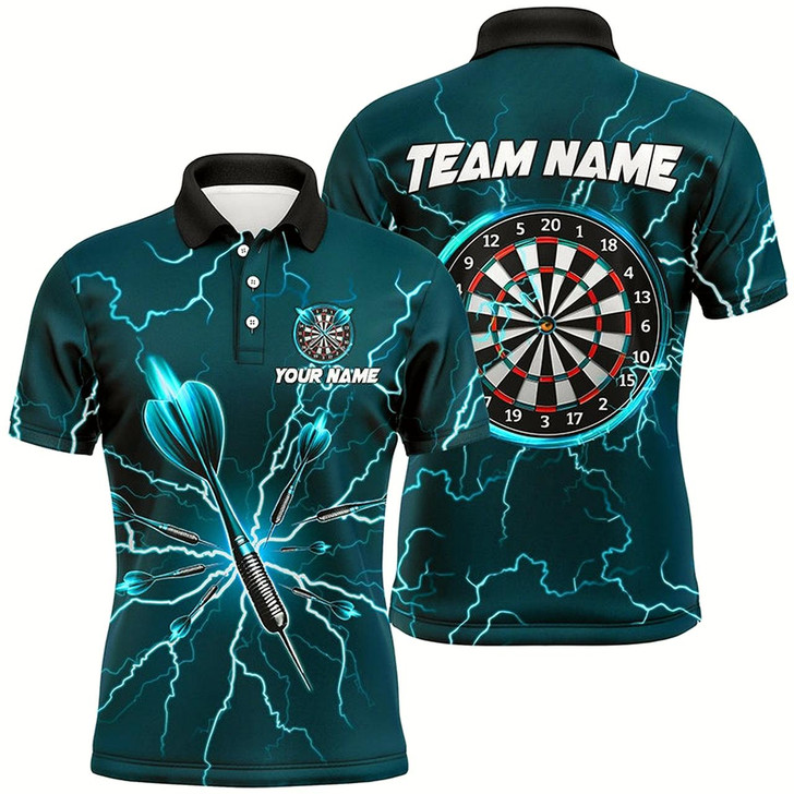 Goofygear Green Darts Thunder Lightning 3D Dart Polo Custom Dart Shirts For Men Dart Jersey