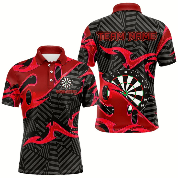Goofygear Personalized Black And Red Darts Polo Custom Dart Shirts For Men Darts Team Jerseys