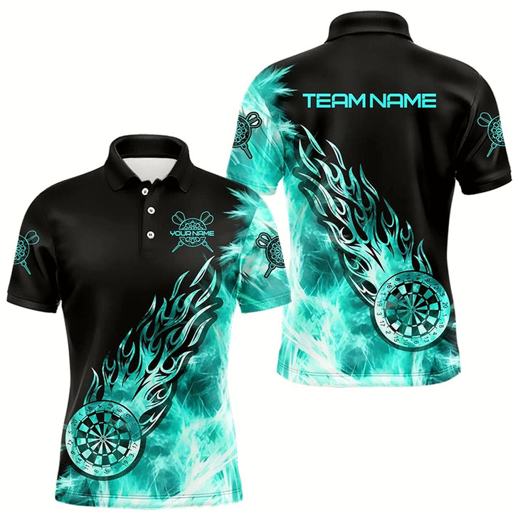 Goofygear Black And Turquoise Light Icy Men Darts Polo Custom Dart Shirts For Team Dart Jerseys
