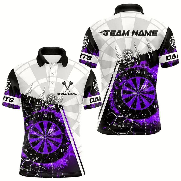 Goofygear Personalized Purple Break Glass Dartboard Fire Polo Custom Dart Shirts For Men Dart Jersey
