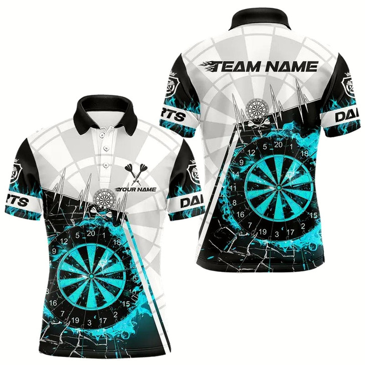 Goofygear Personalized Turquoise Break Glass Dartboard Fire Polo Custom Men Dart Shirts Dart Jersey