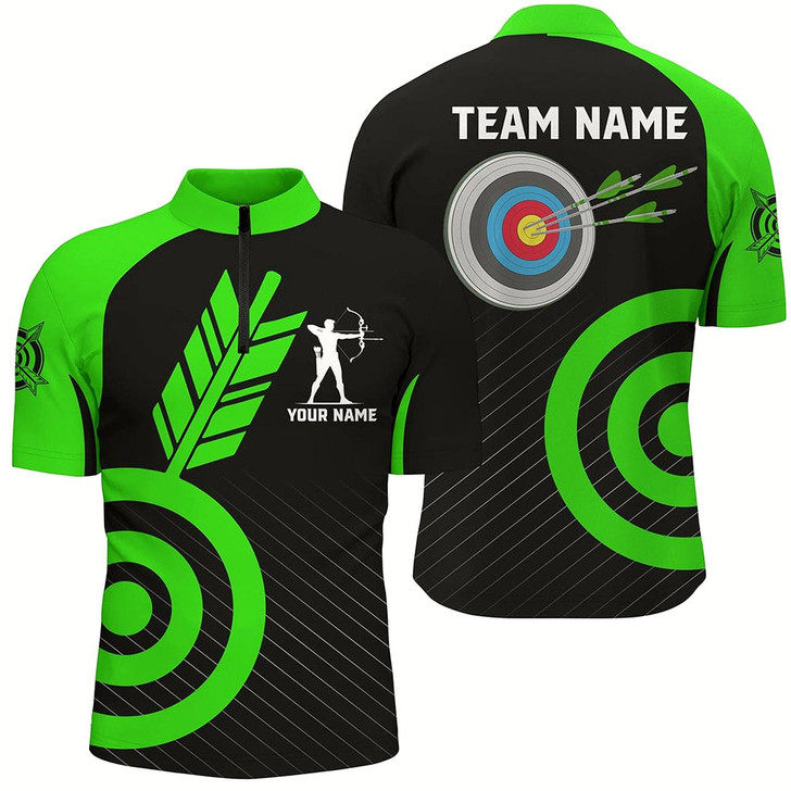 Goofygear Green Archery Jerseys For Men Custom Archery Quarter-Zip Shirt Team League Archery Shirts