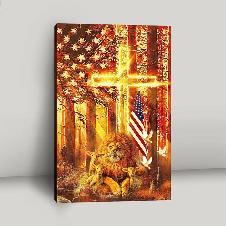 Lion & Lambs Canvas Wall Art Christian Wall Canvas Religious Canvas Prints For Peace Faith And Spiritual Reflection