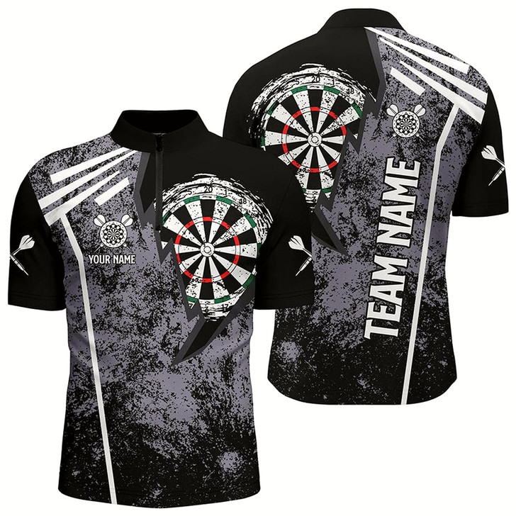 Goofygear Personalized Grunge Darts Quarter Zip Shirt Custom Retro Darts Shirt For Men Dart Jersey